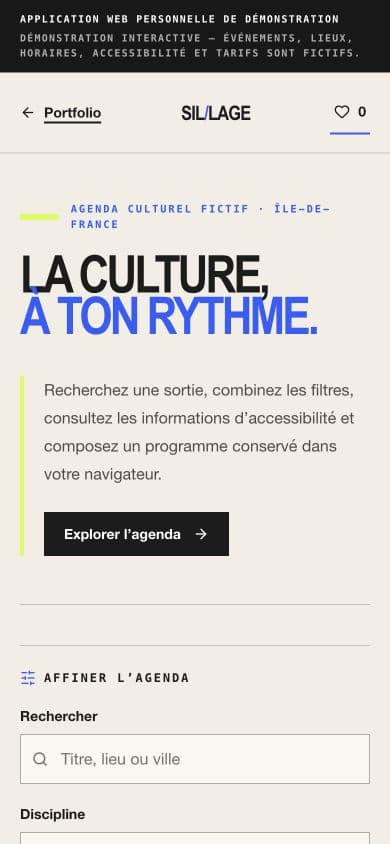 Interface mobile de Sillage